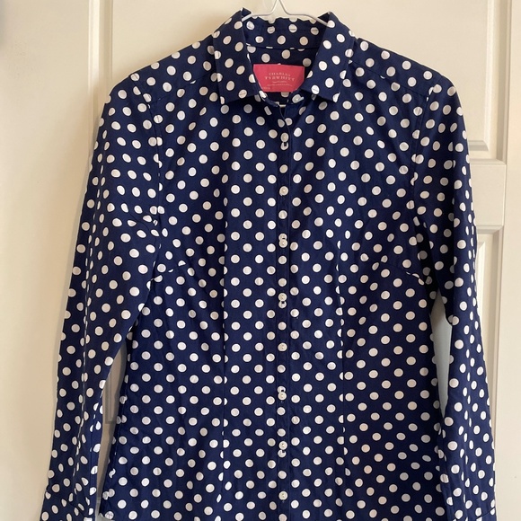 Charles Tyrwhitt polka dot shirt blue and white size 4 - Picture 1 of 7